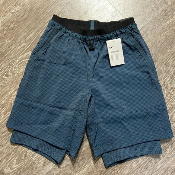 Nike NSW Sportswear Men's Air Tech Pack Woven 2 In 1 Shorts Blue CU3754-031 NEW - Picture 1 of 15